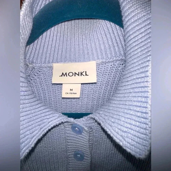 Monki (Stockholm) size medium cotton blend blue polo style sweater. - Picture 4 of 12